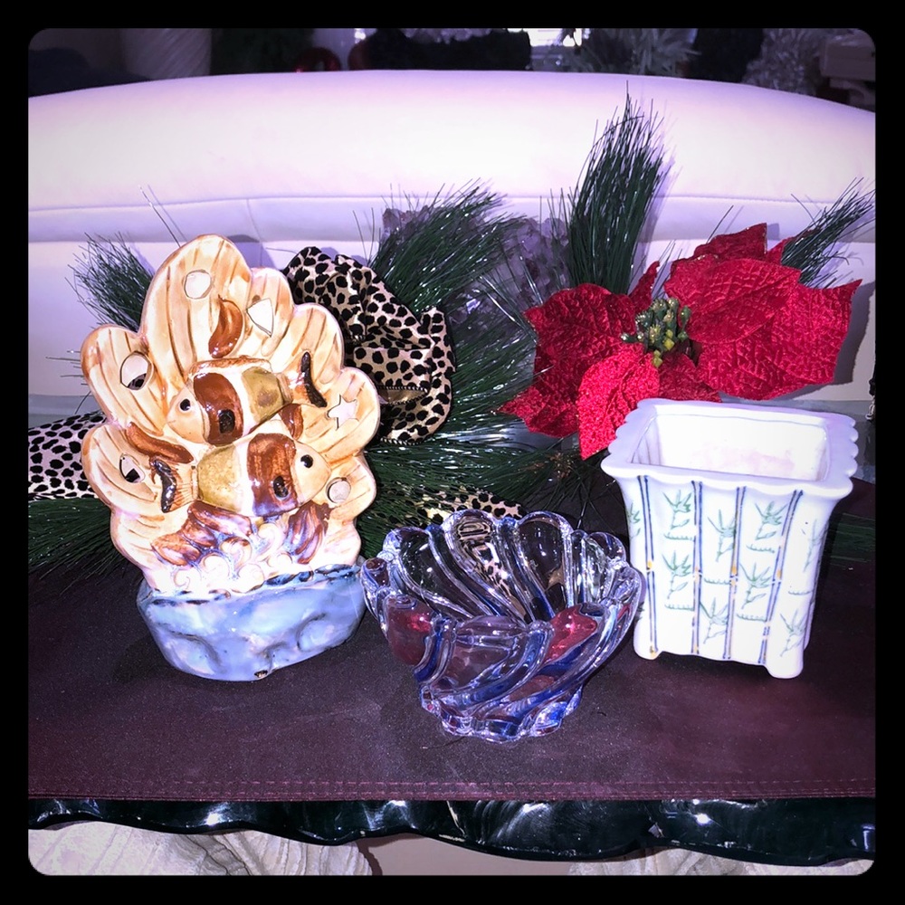 3 PIECE BUNDLE VASE BOWL AND FISH DECOR